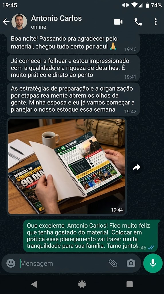Print de conversa de cliente no WhatsApp